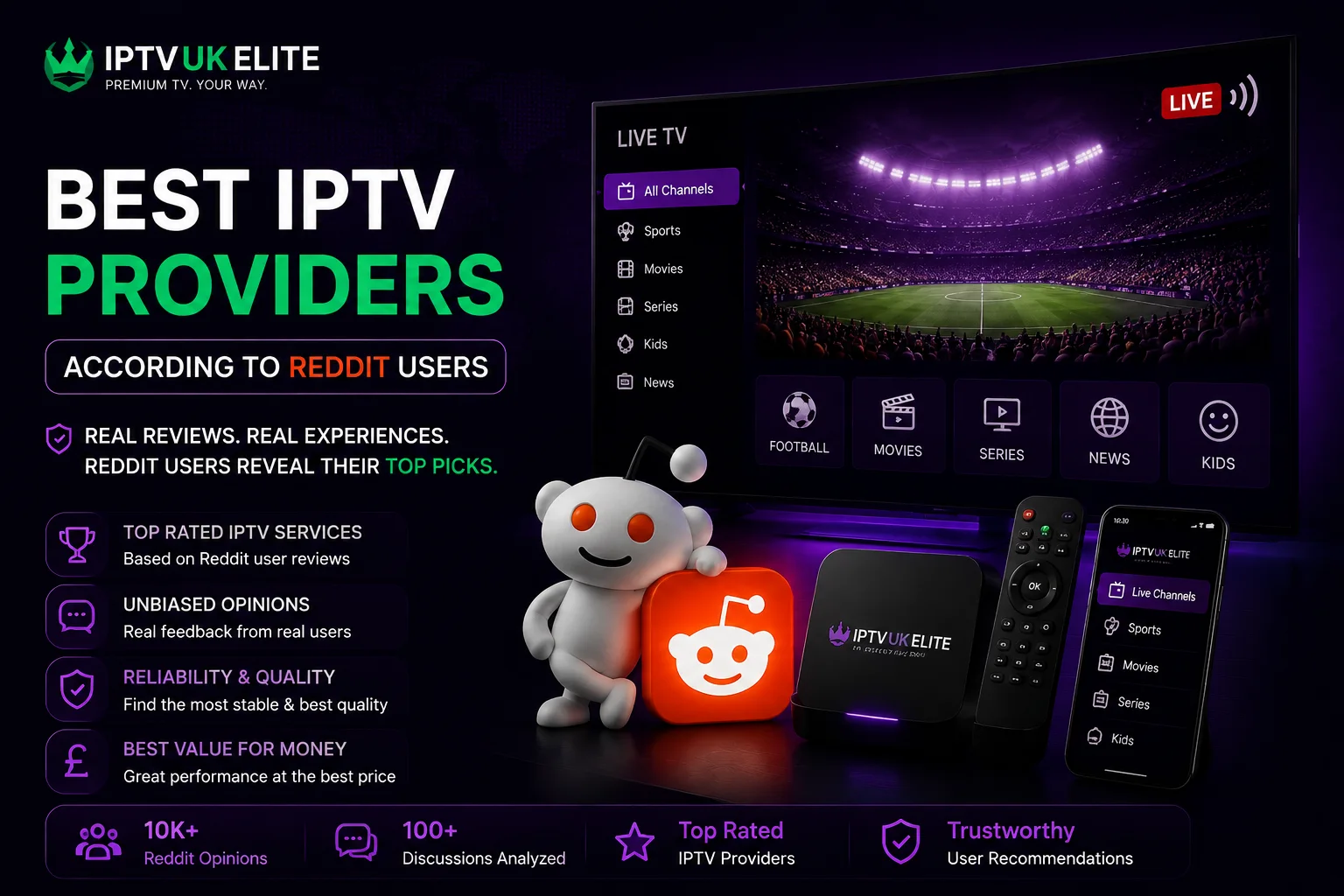 Best IPTV providers according to Reddit users — live sport streaming with IPTVUKElite