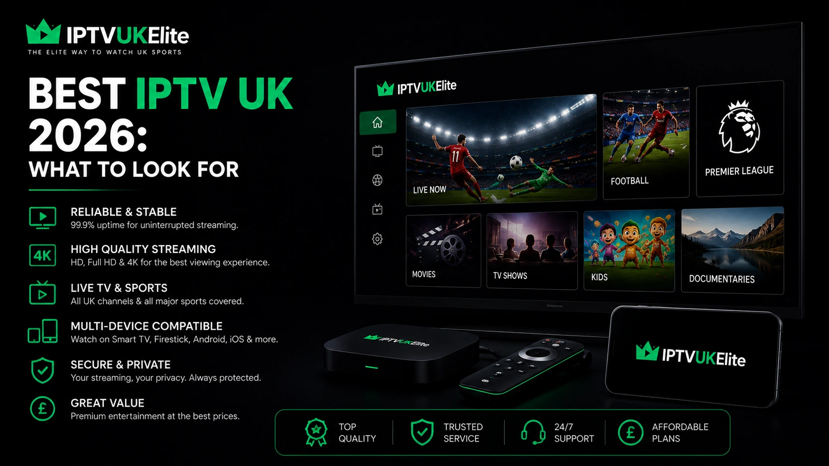 Best IPTV UK 2026 — what to look for in an IPTV service, compared by IPTVUKElite