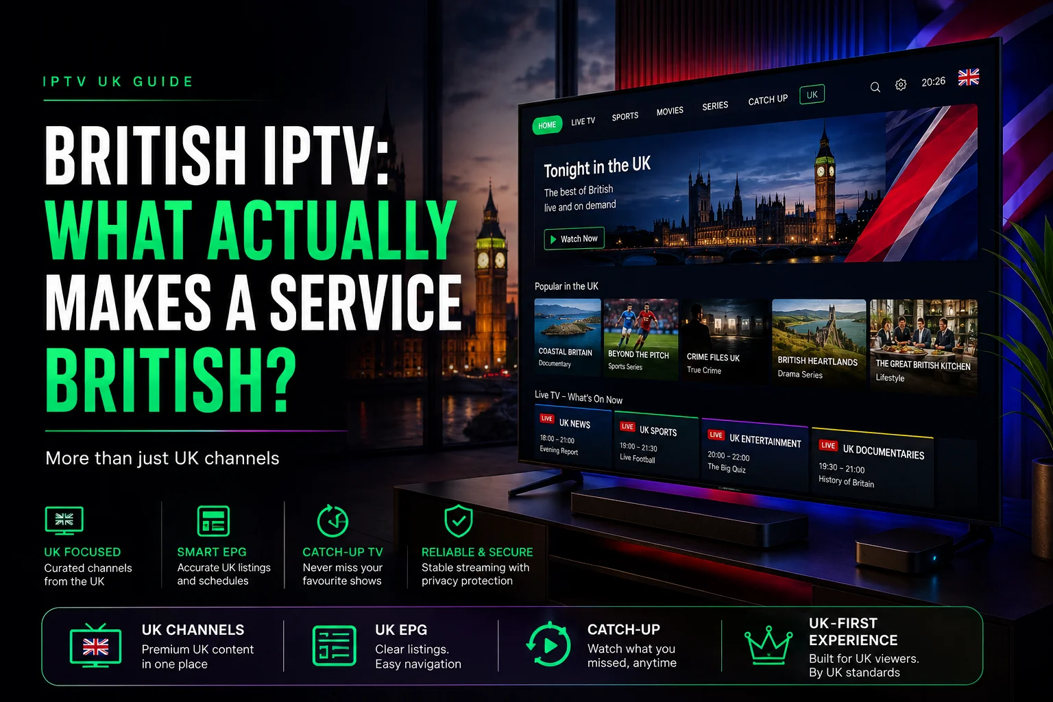 British IPTV — what genuinely makes an IPTV service British, from UK-based servers to British sports coverage British IPTV — what genuinely makes an IPTV service British, from UK-based servers to British sports coverage