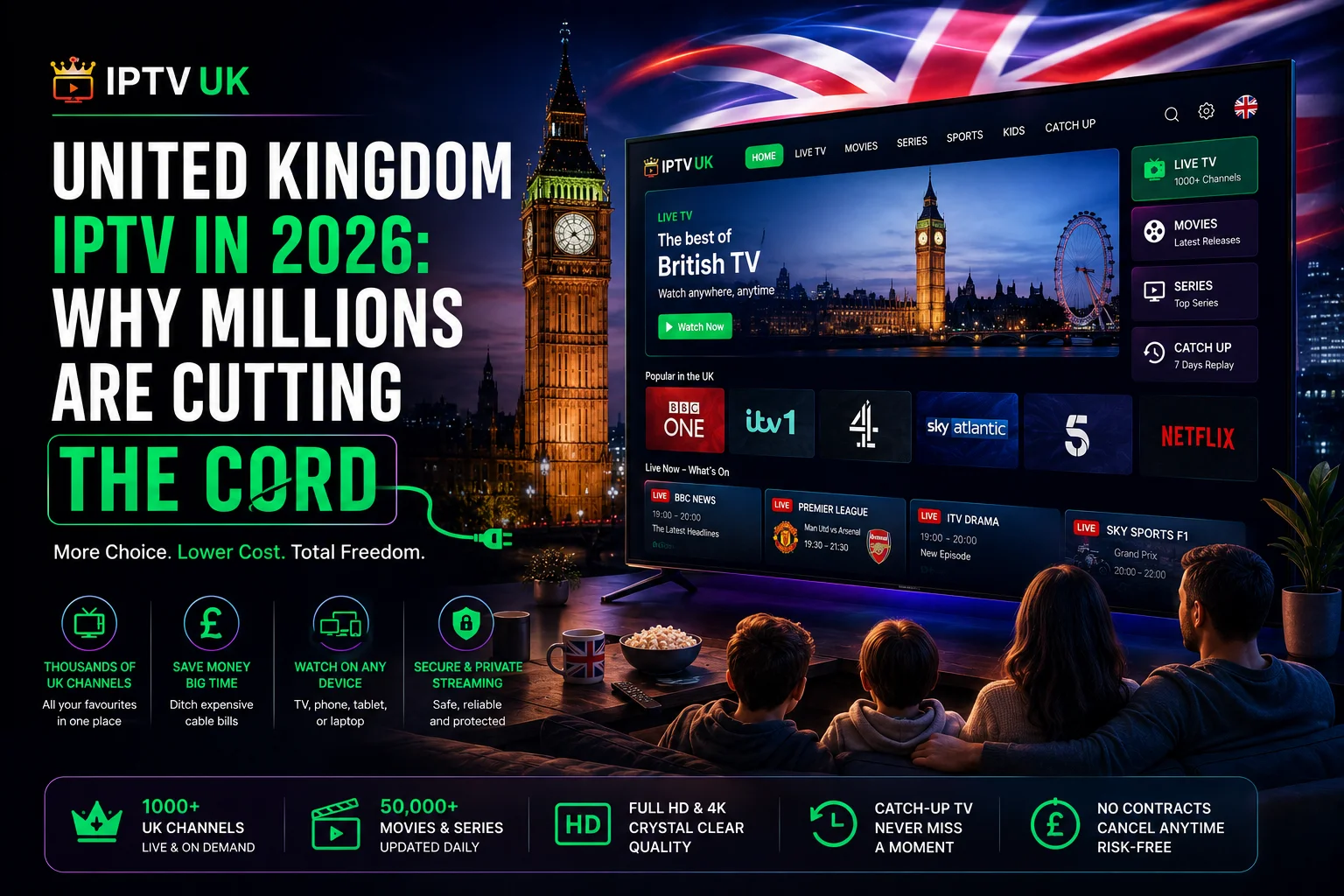 United Kingdom IPTV in 2026 — why millions of British households are switching from Sky and Virgin Media