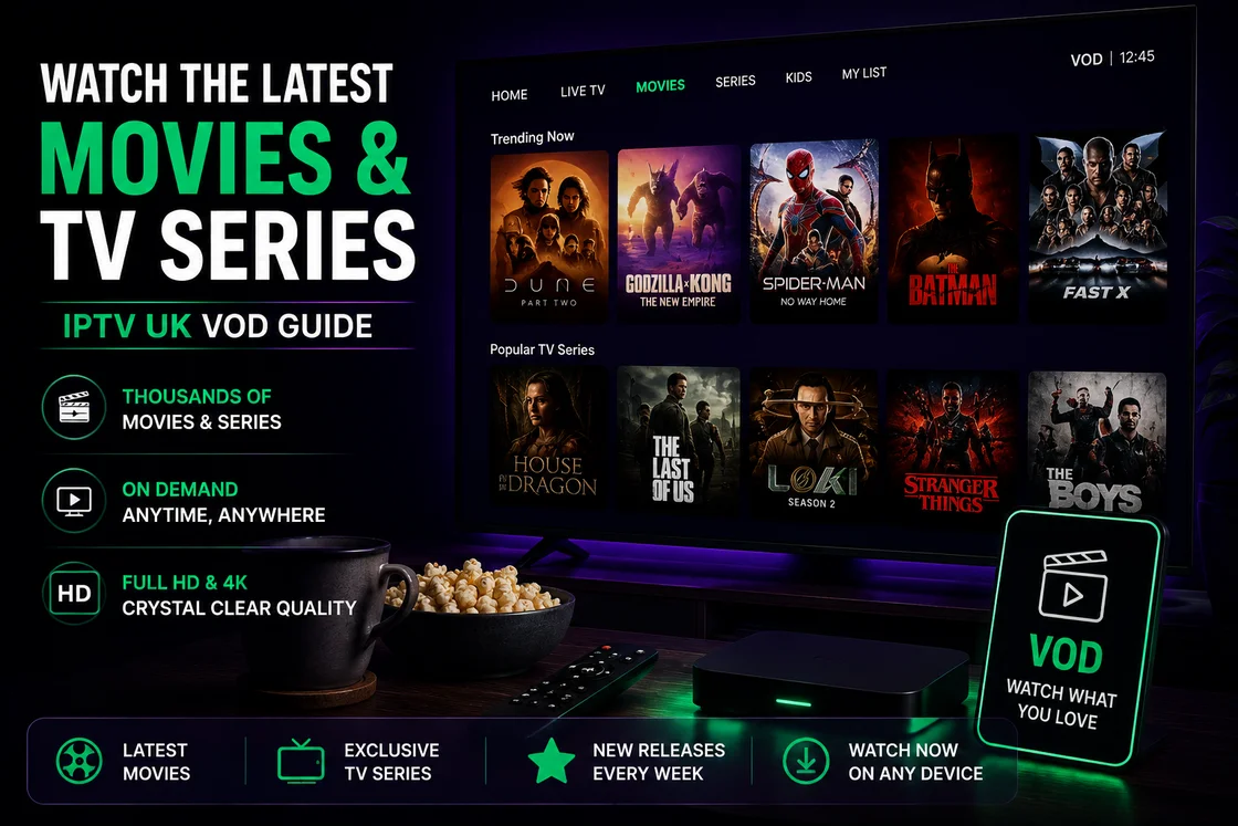 Watch the latest movies and TV series, by IPTVUKElite
